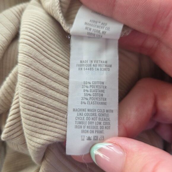 Aerie One Shoulder Ribbed Midi Dress Size XS Beige Slit Summer Stretch Bodycon - Picture 8 of 8